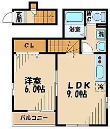 ハイドレンジア 2階1LDKの間取り