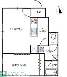 キングハウス桜上水 1階1LDKの間取り