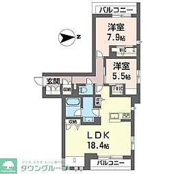フォレナ 2階2LDKの間取り