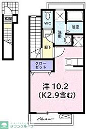 プリムローズ 2階ワンルームの間取り