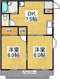 エステート国領 1階1Kの間取り