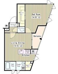 ゼルコバ上高井戸 4階1LDKの間取り