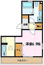 ベルファミーユ 3階1Kの間取り