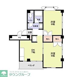 シェモア'87 2DKの間取図画像