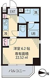 シャルマン三鷹 1Kの間取図画像