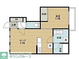 世田谷区八幡山3丁目アパート 1LDKの間取図画像