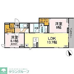 D Paina 宿河原6 2 2LDKの間取図画像