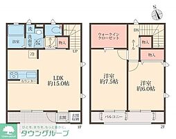 リュエル桜ヶ丘B 2LDKの間取図画像