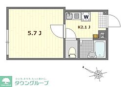 Well-being八幡山 1Kの間取図画像