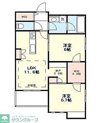 Westsedona 2LDKの間取図画像