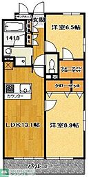 ラフィネS国分寺 2LDKの間取図画像