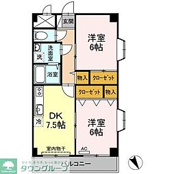 シャイニーヒル 2DKの間取図画像