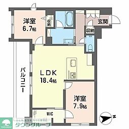 メリア調布 2LDKの間取図画像