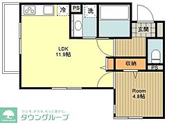 (仮称)武蔵野市御殿山1-15計画 1LDKの間取図画像