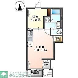 仮)多摩市永山 アパート新築工事 1LDKの間取図画像