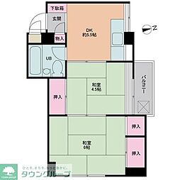 コーポラス長崎 2DKの間取図画像