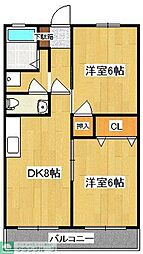 サンリバー1 2DKの間取図画像