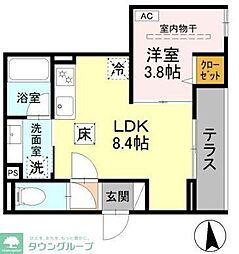 D Paina岩戸北四丁目 1LDKの間取図画像