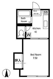 ライトコート成城 1Kの間取図画像