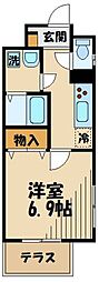 セントラル・ピース・府中 1Kの間取図画像