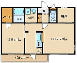 グリーンフィールド 1SLDKの間取図画像