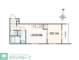 MELLAS南多摩 1LDKの間取図画像