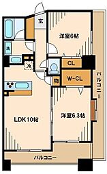 フルーリー府中 2LDKの間取図画像