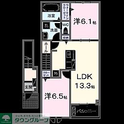 東葉高速鉄道 八千代緑が丘駅 徒歩33分の賃貸アパート 2階2LDKの間取り
