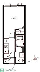 モダンアパートメント津田沼EAST 2階1Kの間取り