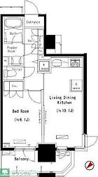 JR総武線 西船橋駅 徒歩6分の賃貸マンション 9階1LDKの間取り