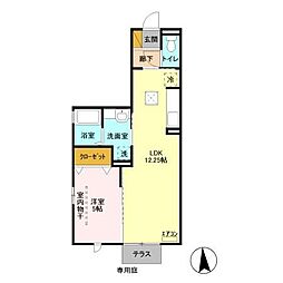 ドエル 1階1LDKの間取り