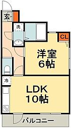 モンブルー 4階1LDKの間取り