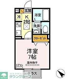 シャングリラ 1階1Kの間取り