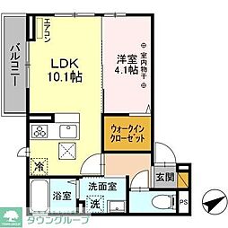 ノールヴィラージュII 102 1階1LDKの間取り