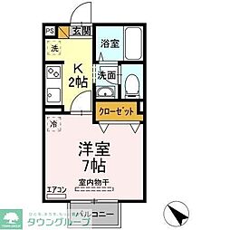 シャングリラ 2階1Kの間取り