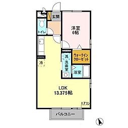 アルビオン 2階1LDKの間取り