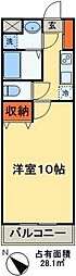 カーサノザキ7 2階1Kの間取り