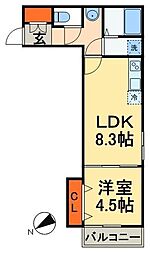 ＡＪ船橋 2階1LDKの間取り