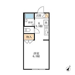 京成千葉線 新千葉駅 徒歩4分の賃貸アパート 2階1Kの間取り