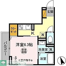メロディスタ 1Kの間取図画像