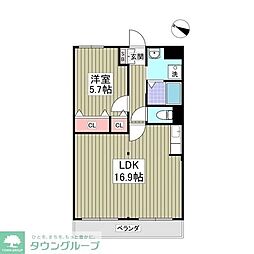 チクマハイツ 1Kの間取図画像