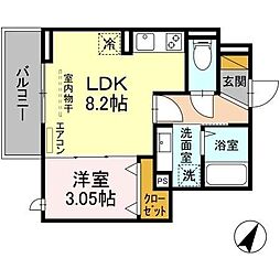 D-room稲毛東 1LDKの間取図画像
