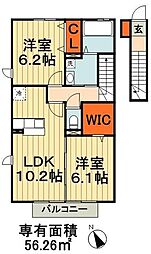ブリランテA 2LDKの間取図画像
