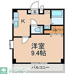 サンサーレ稲荷 1Kの間取図画像