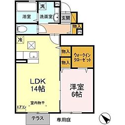 アンジュール芝山 1LDKの間取図画像