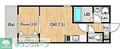 (仮称)ジーメゾン千葉村田町ランタ 1DKの間取図画像