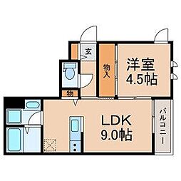 アパート 1LDKの間取図画像