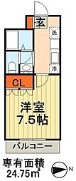 エバーシャインSOGA 1Kの間取図画像