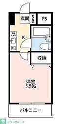リエス西船橋 1Kの間取図画像