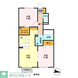 カサヴェール1 2LDKの間取図画像